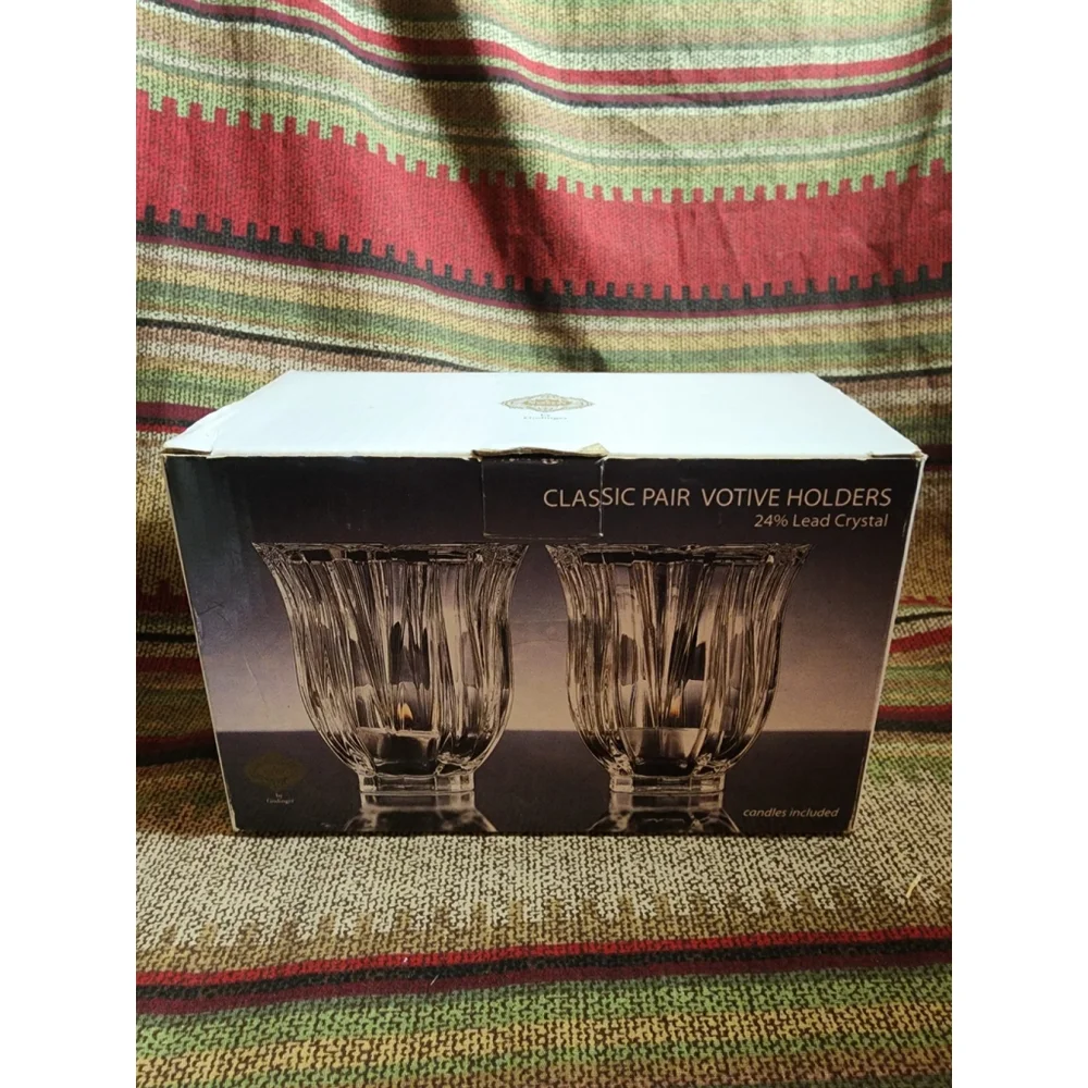 Shannon‎ Crystal By Godinger Pair Of Voltive Tealight Candle Holders